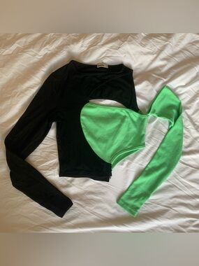Black & Green Shego Cutout Top